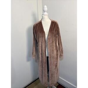 World Market Pale Pink Ribbed Velour Cardigan With Pockets Small